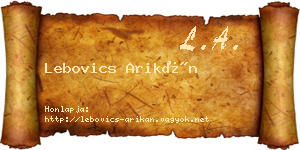 Lebovics Arikán névjegykártya